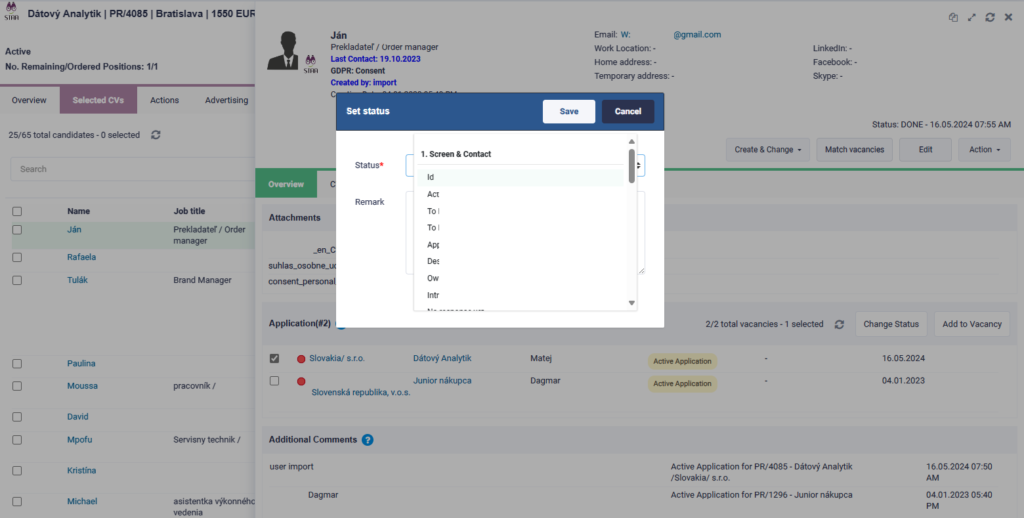 Candidate experience screening process